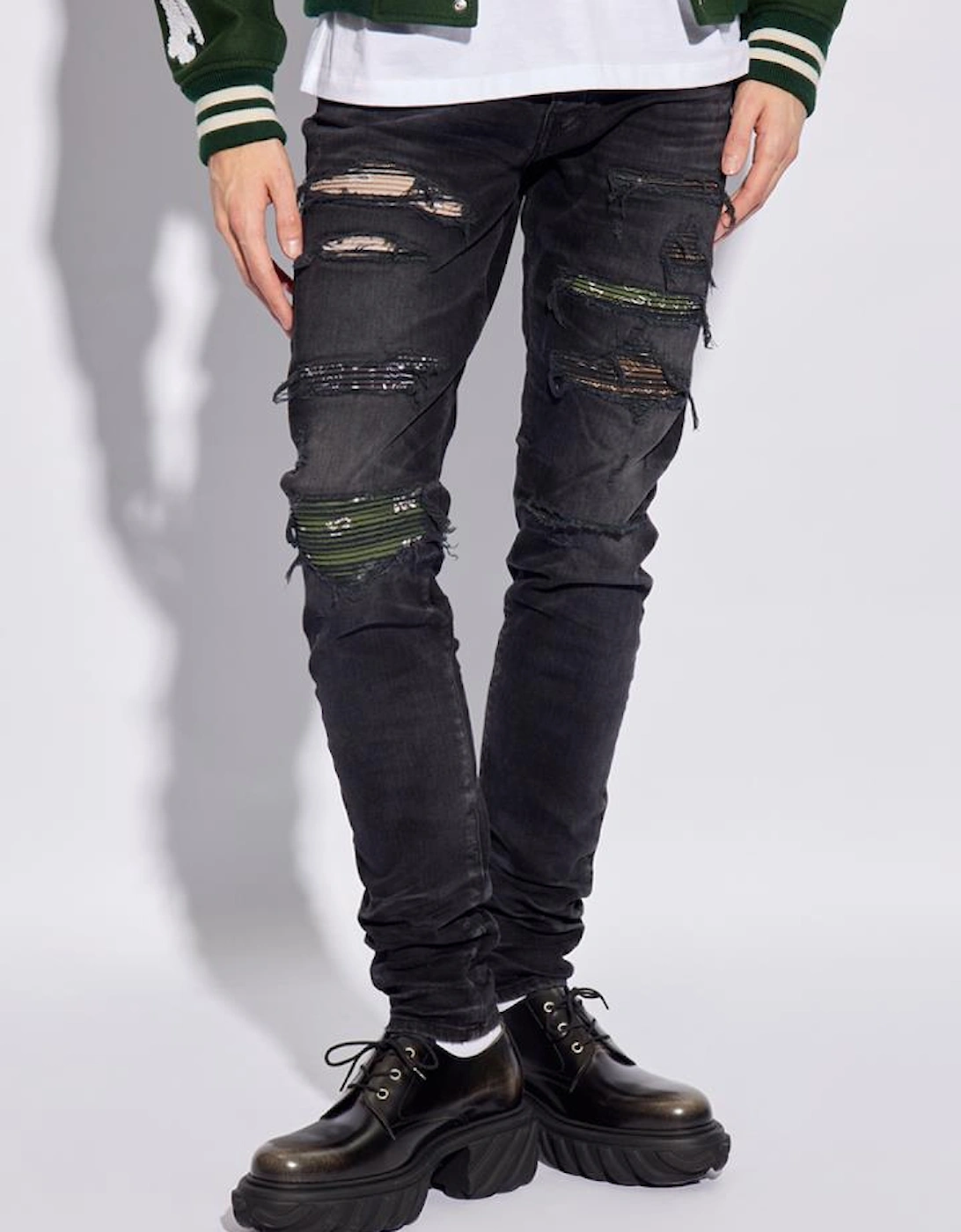 Bandana Camo Thrasher Jeans in Faded Black