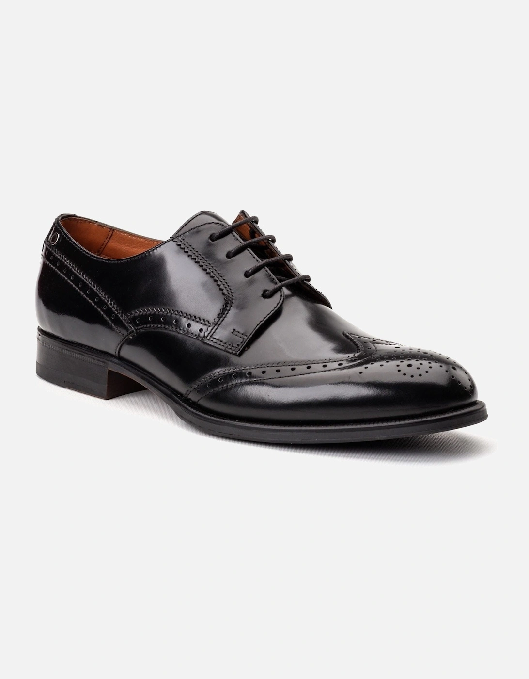 London Bell Leather Men's Black Brogues Shoes, 2 of 1