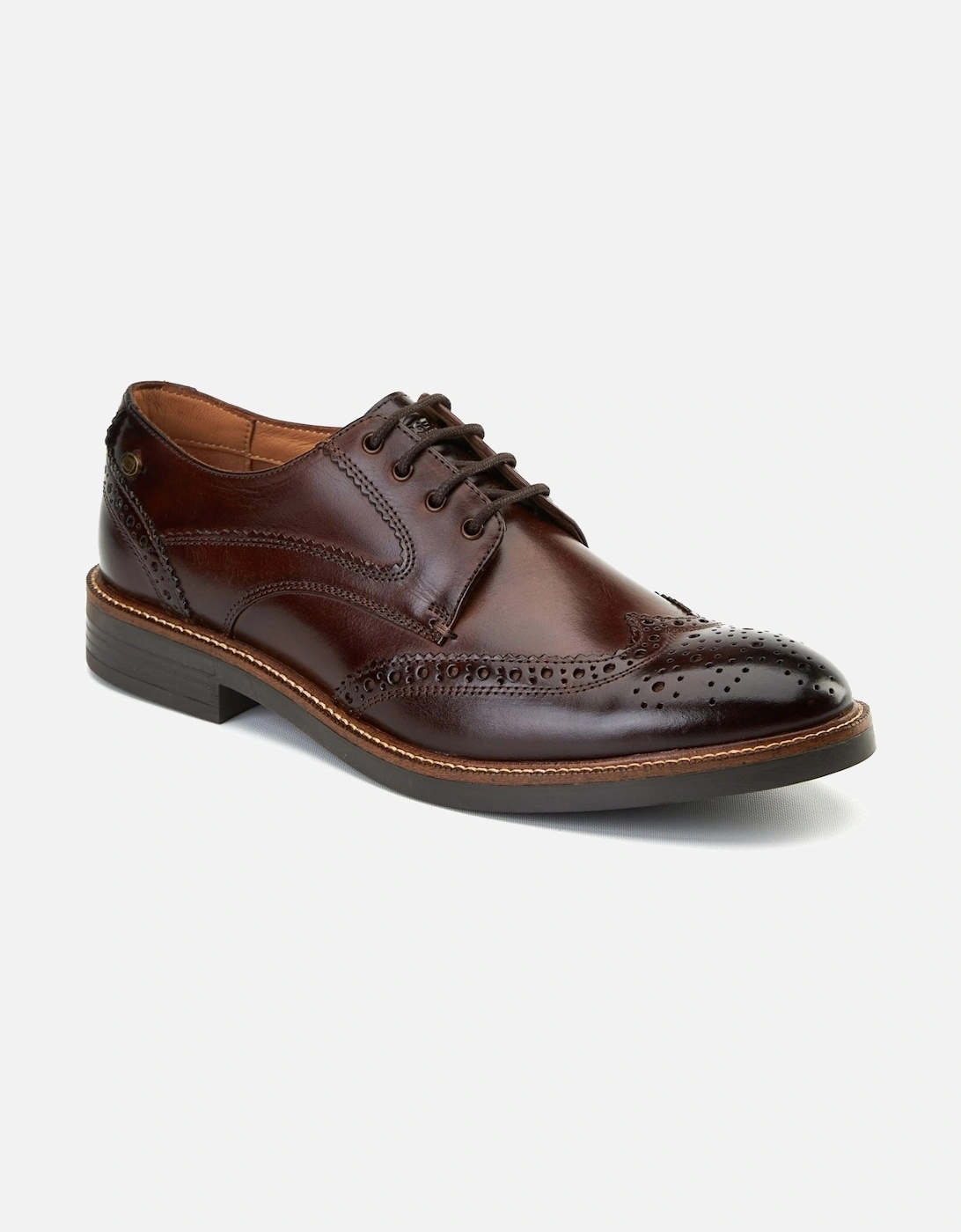 London York Leather Men's Burnt Brown Brogues Shoes, 2 of 1