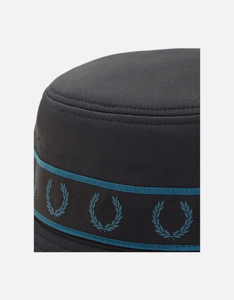 Branded Tape Logo Black Bucket Hat