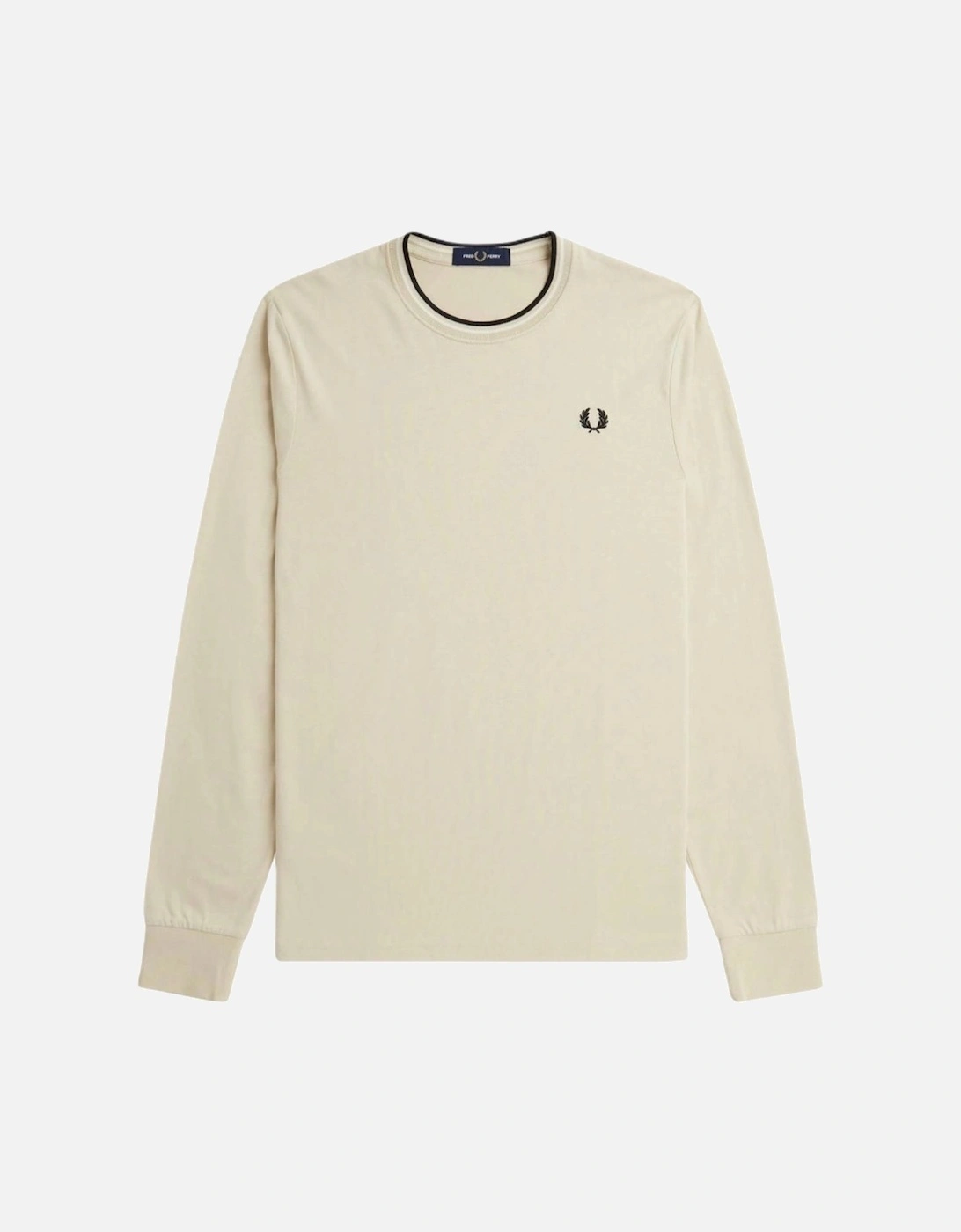 Twin Tipped Neck Beige Long Sleeve T-Shirt, 4 of 3