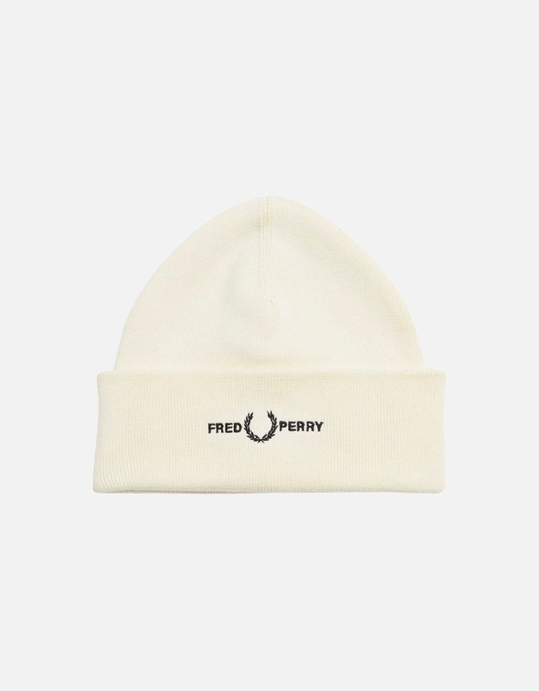 Men's Fred Perry Classic Logo White Ecru Beanie - Size: ONE size