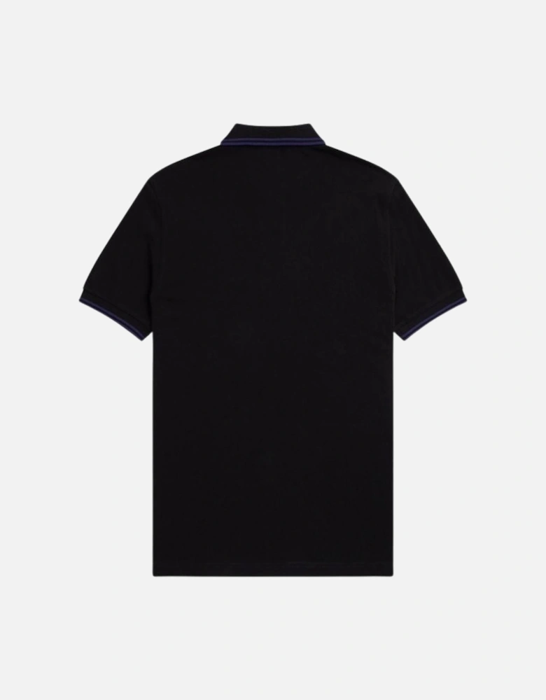 French Navy Blue Twin Tipped Collar Black Polo Shirt