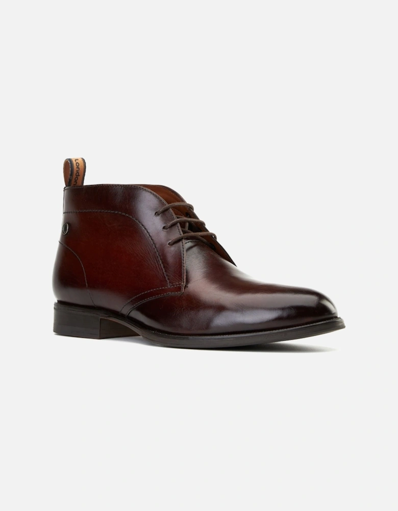 London Wallis Leather Men's Burnt Brown Ankle Boots