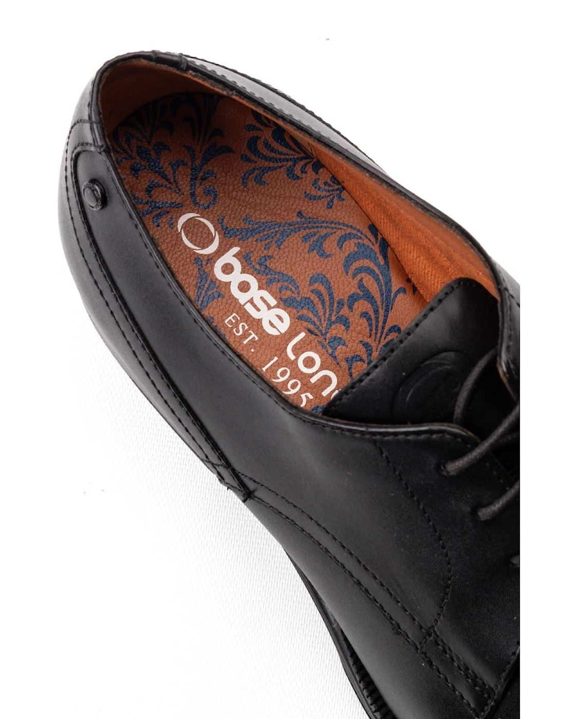 London Edison Leather Men's Black Lace-Up Shoes