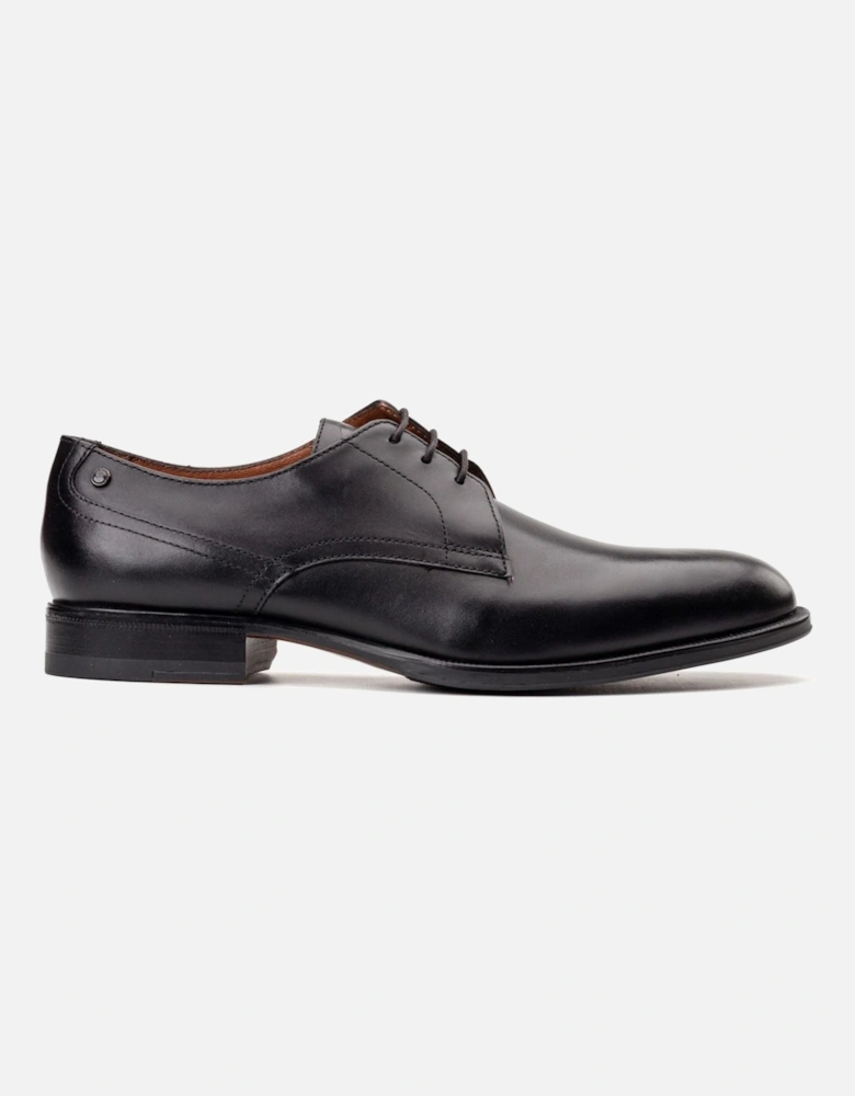 London Edison Leather Men's Black Lace-Up Shoes