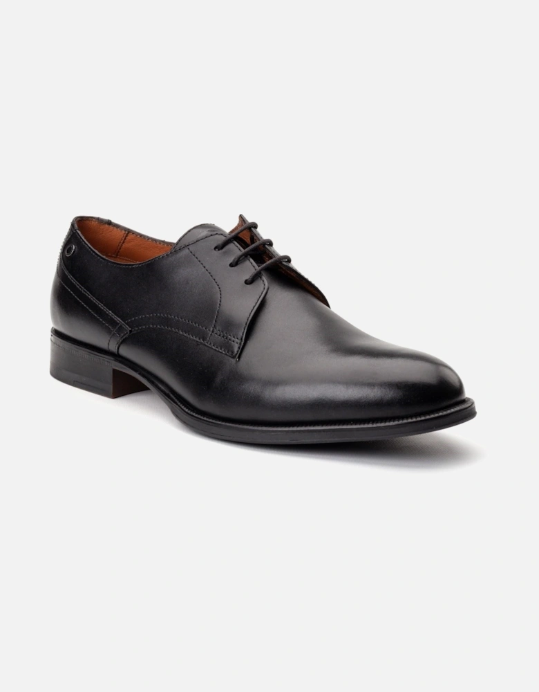London Edison Leather Men's Black Lace-Up Shoes