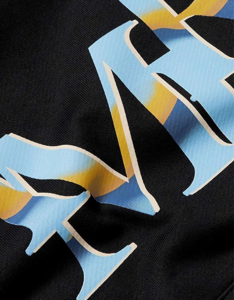 Staggered Chrome Logo Hoodie in Black