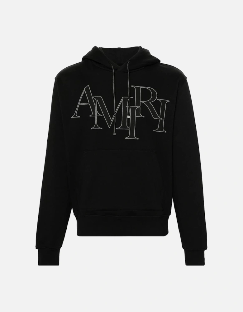 Staggered Logo Hoodie in Black