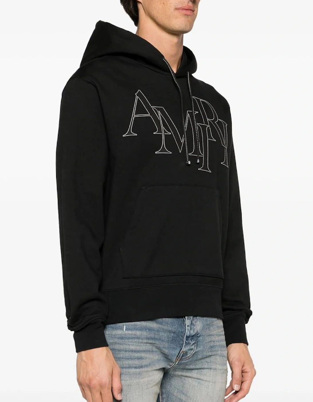 Staggered Logo Hoodie in Black