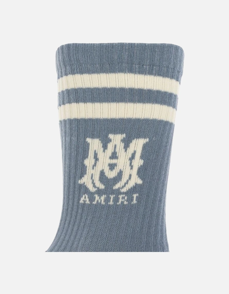 MA Stripe Socks in Dusty Blue