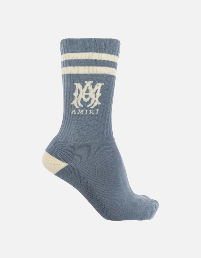 MA Stripe Socks in Dusty Blue