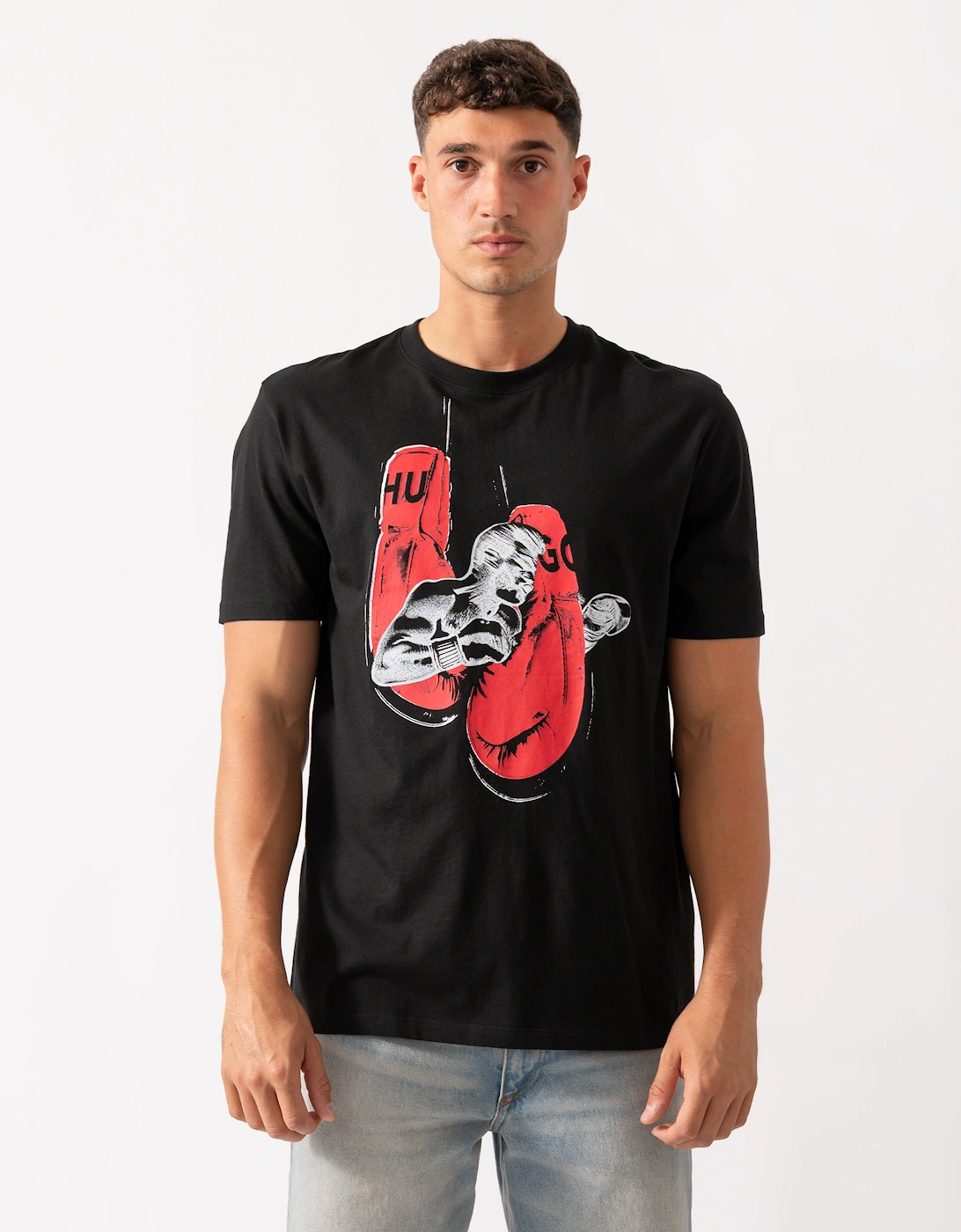 HUGO Diboxer Mens Graphic Print T-Shirt - Black 001, 2 of 1
