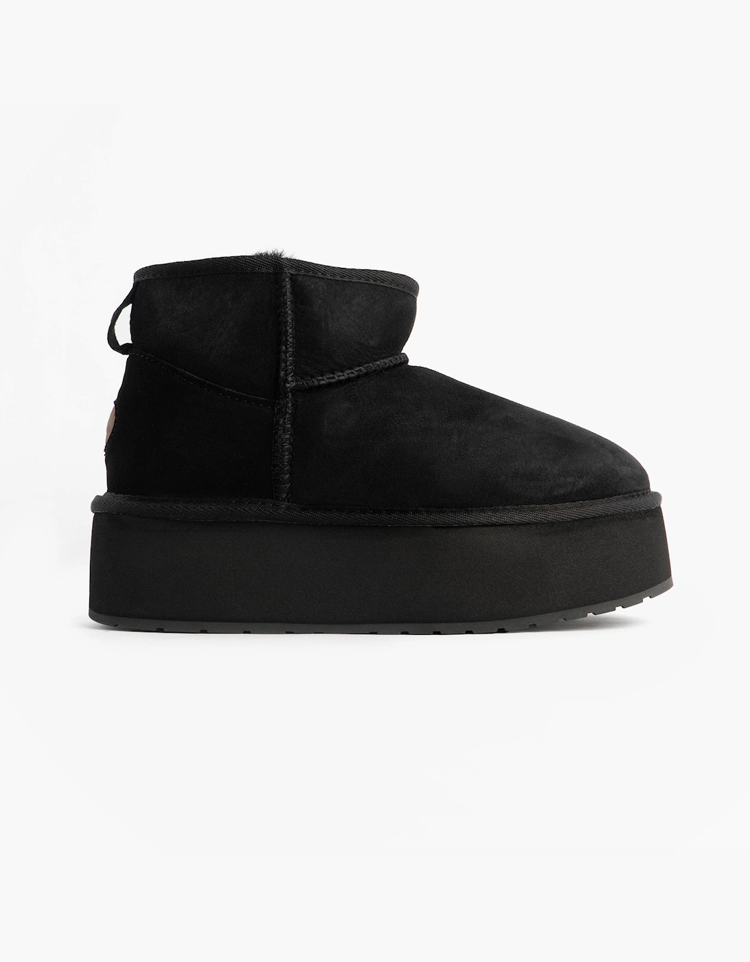 Women's EMU Australia STINGER MICRO FLATFORM Womens Sheepskin Boot Black - Size: 8