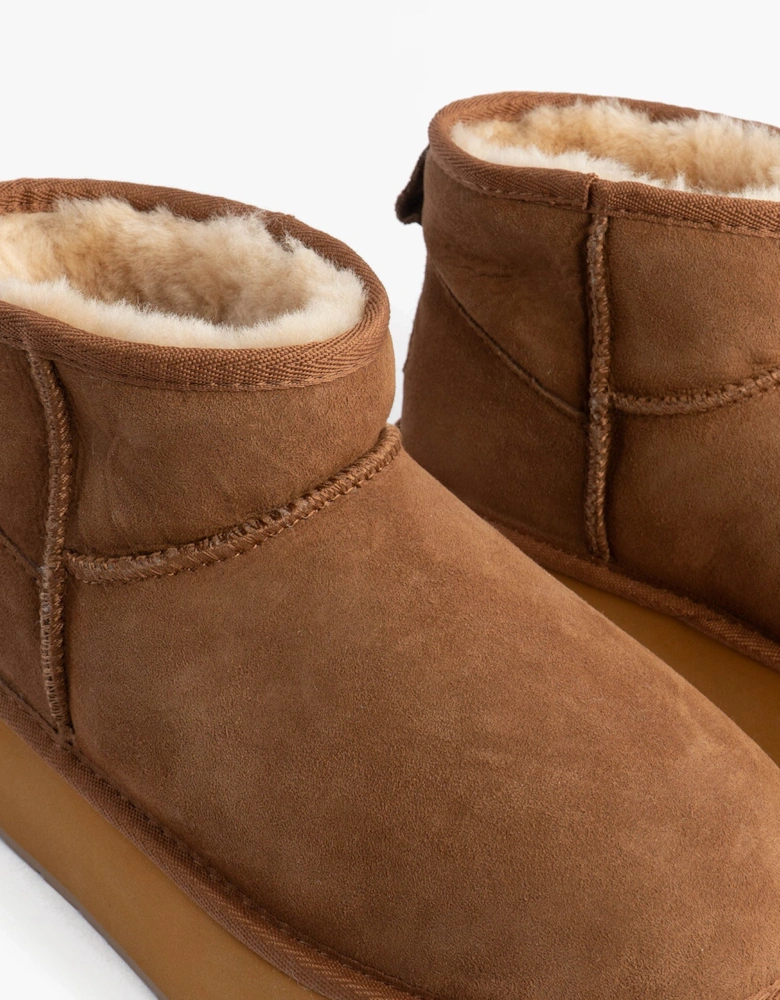 Australia STINGER MICRO FLATFORM Womens Sheepskin Boot Chestnut