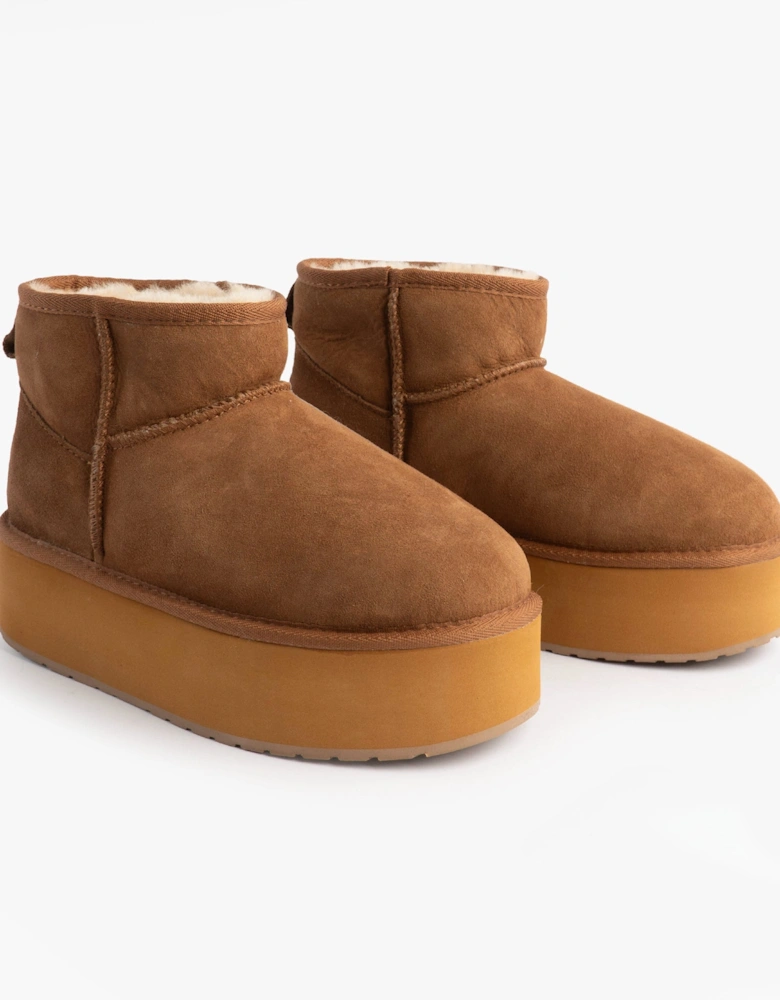 Australia STINGER MICRO FLATFORM Womens Sheepskin Boot Chestnut