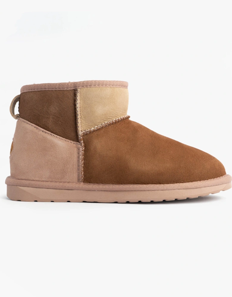 Australia STINGER MICRO PATCHWORK Womens Sheepskin Boot Chestnut