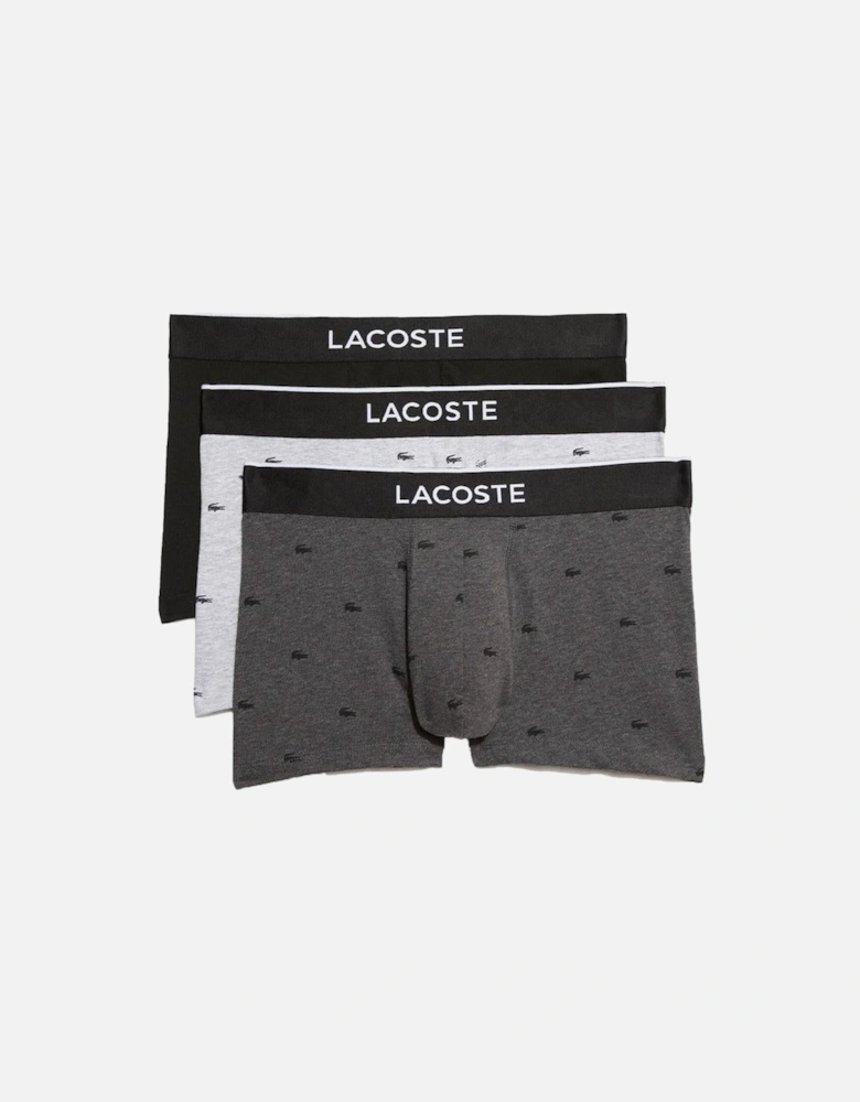 3-Pack Casual Signature Boxer Trunks, Black/Grey