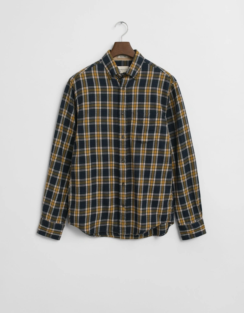 Mens Long Sleeve Windblown Flannel Small Check Shirt - 433 Evening Blue