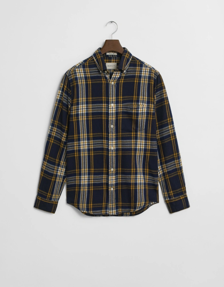 Mens Long Sleeve Windblown Flannel Large Check Shirt - 433 Evening Blue