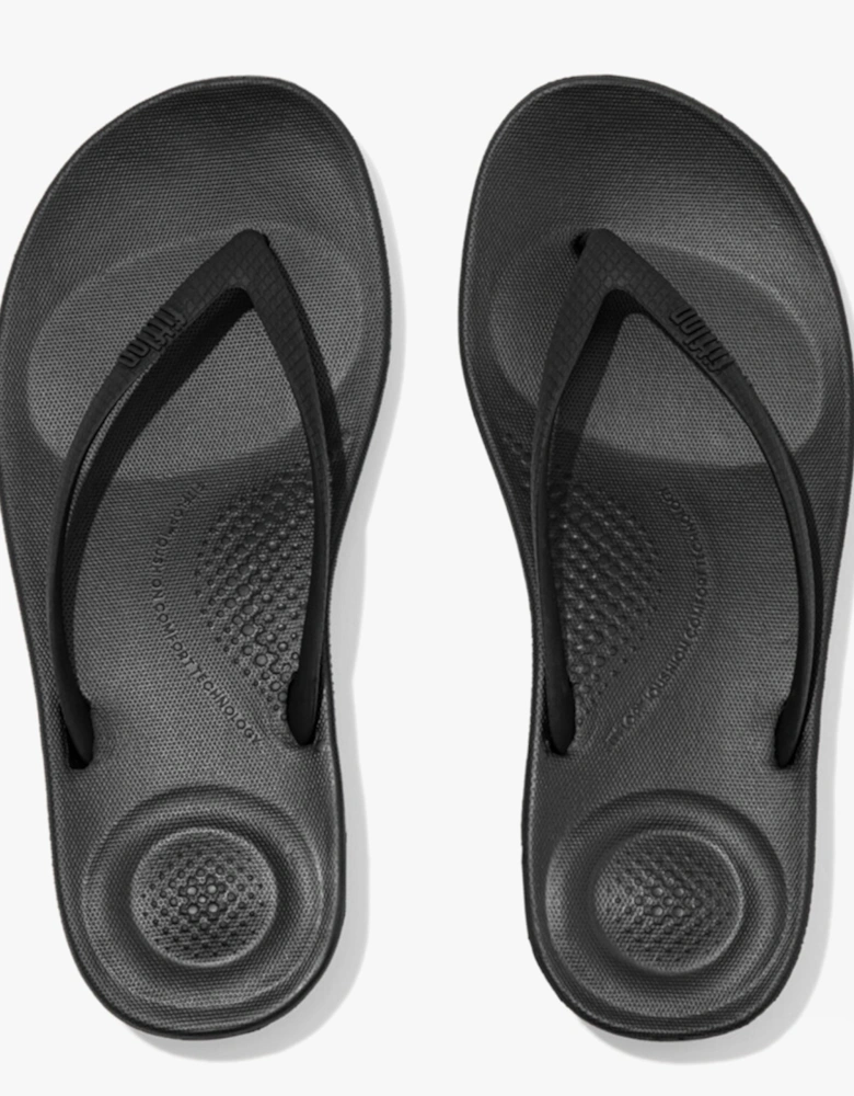 IQUSHION Womens Flip Flop All Black