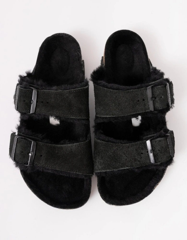 VL Shearling Womens Sandals - Black