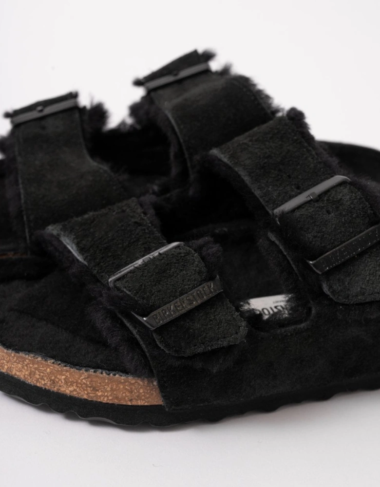 VL Shearling Womens Sandals - Black