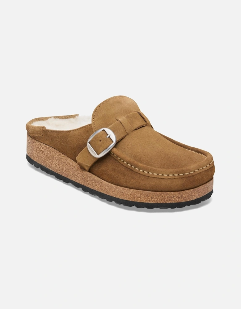Buckley Suede Shearling Womens Mule Moccasins - Tea