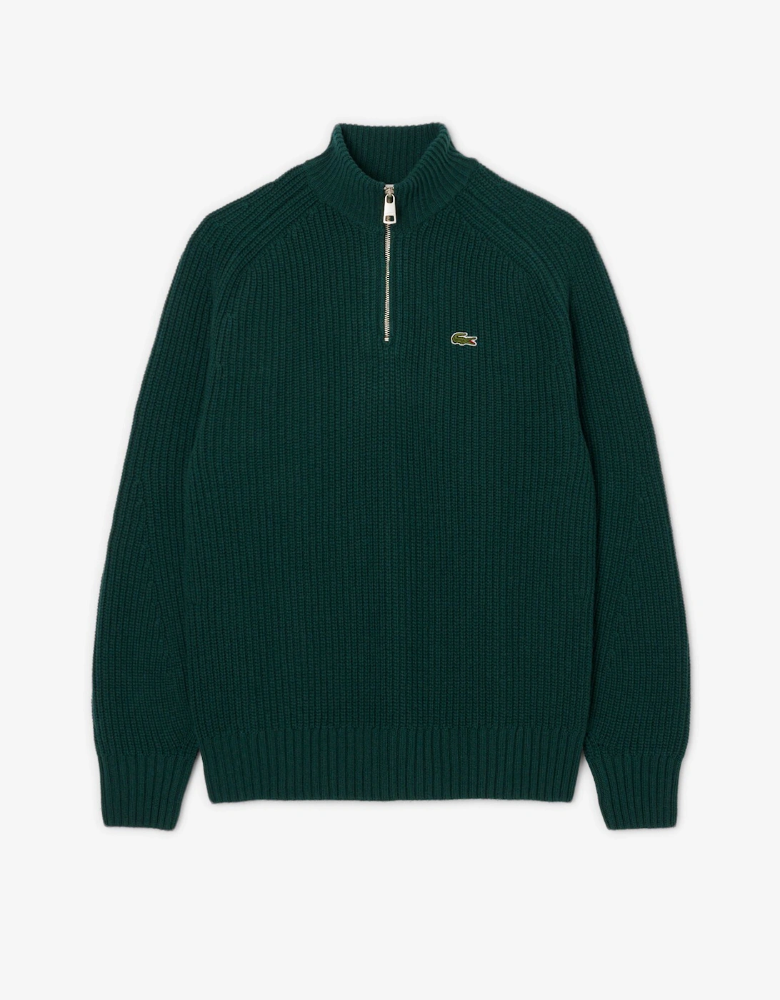 High Zip Neck Thick Rib Knit Mens Wool Sweater - Sinople YZP, 2 of 1