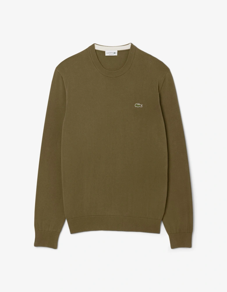Mens Organic Cotton Crew Neck Sweater - Olive E9F