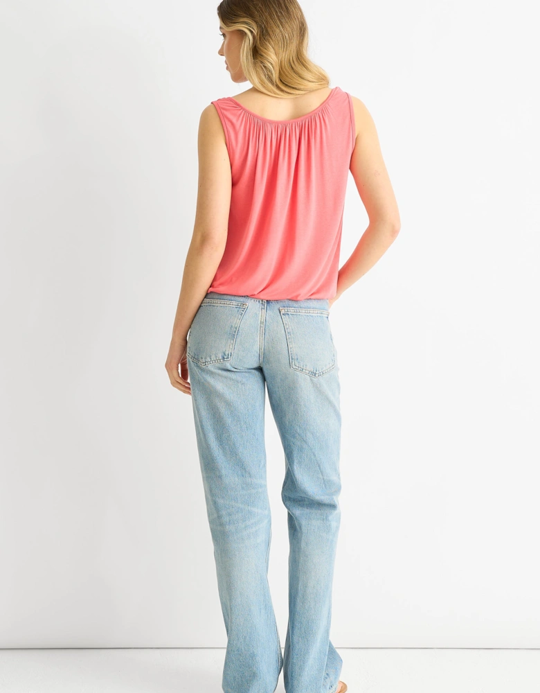 Coral Round Neck Oversized Sleeveless Top