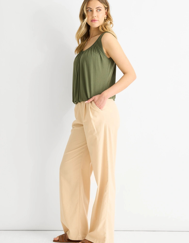 Khaki Round Neck Oversized Sleeveless Top