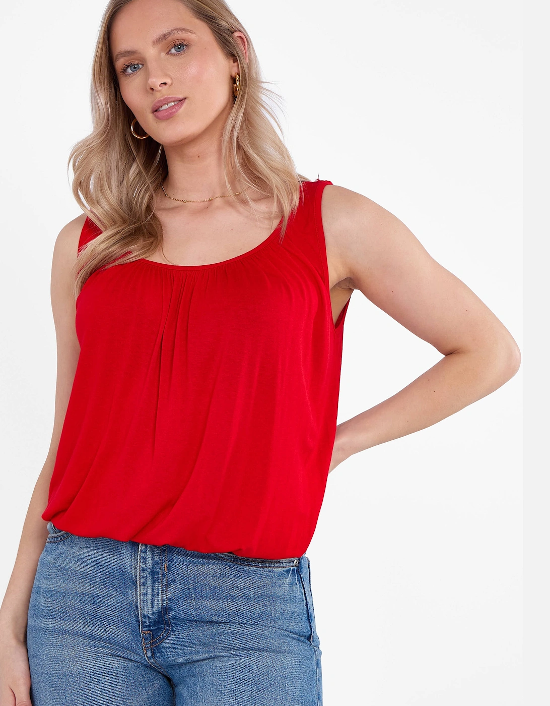 Red Round Neck Oversized Sleeveless Top, 5 of 4