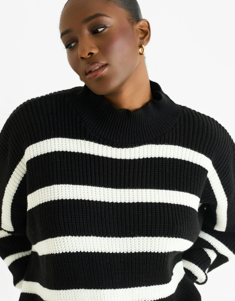 Black Chunky Knit High Neck Jumper
