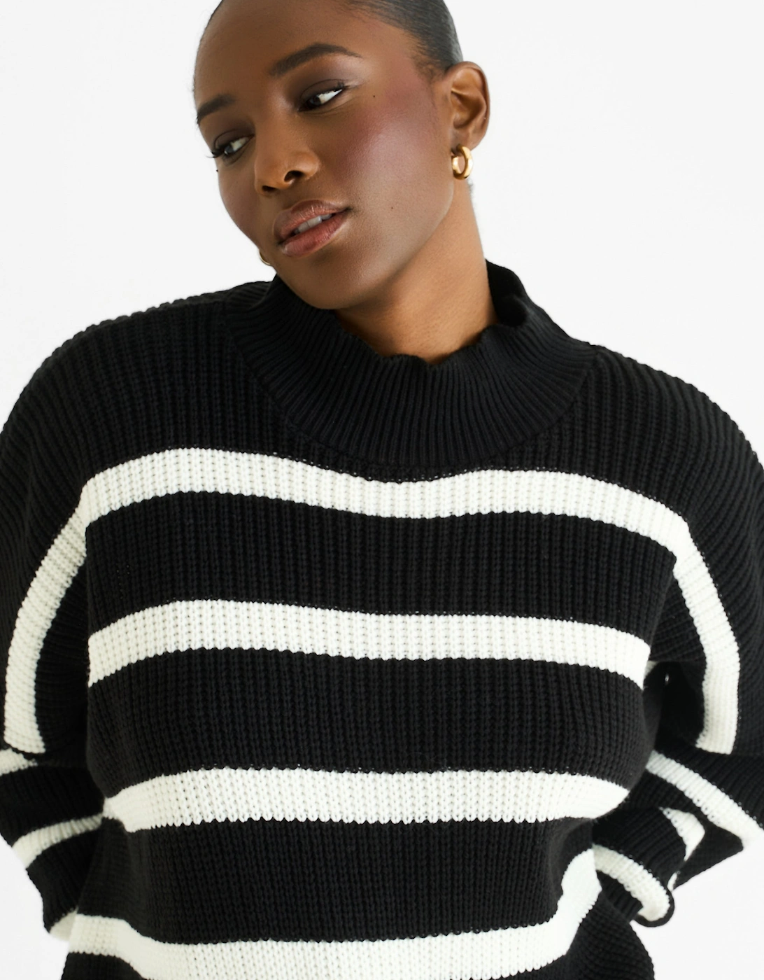 Black Chunky Knit High Neck Jumper