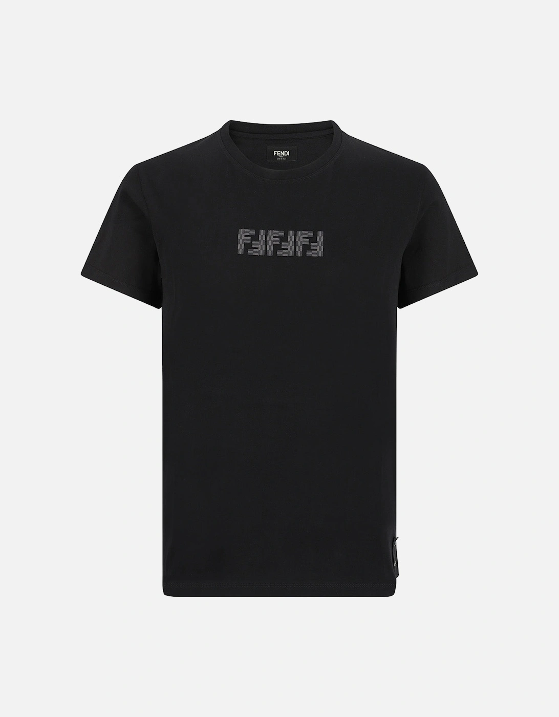 Fendi Men's Black Ff Labyrinth Embroidered T-Shirt In  42 Xl