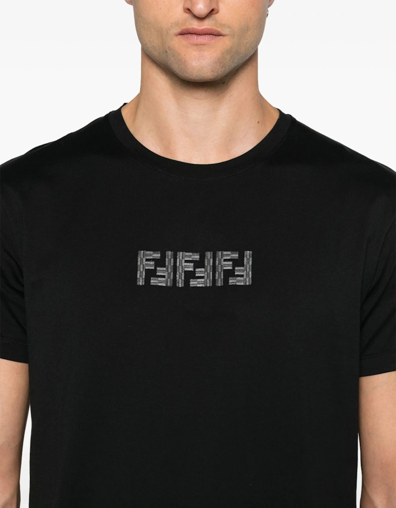 FF Labyrinth Embroidered T-shirt in Black