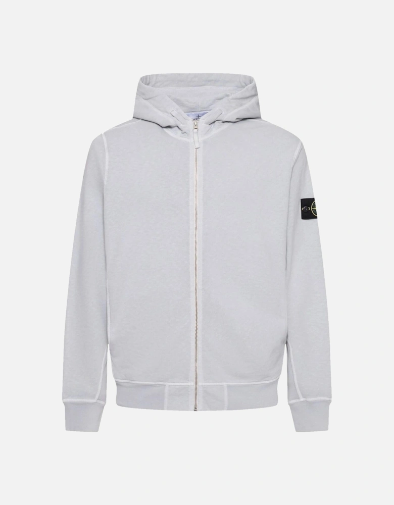 Two-Slip Pockets Brand Patch Cotton Hoodie in Pearl Grey