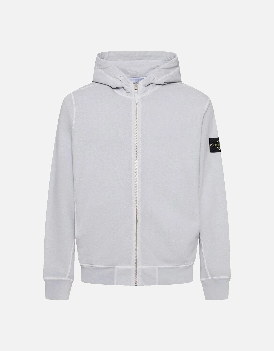 Two-Slip Pockets Brand Patch Cotton Hoodie in Pearl Grey, 5 of 4