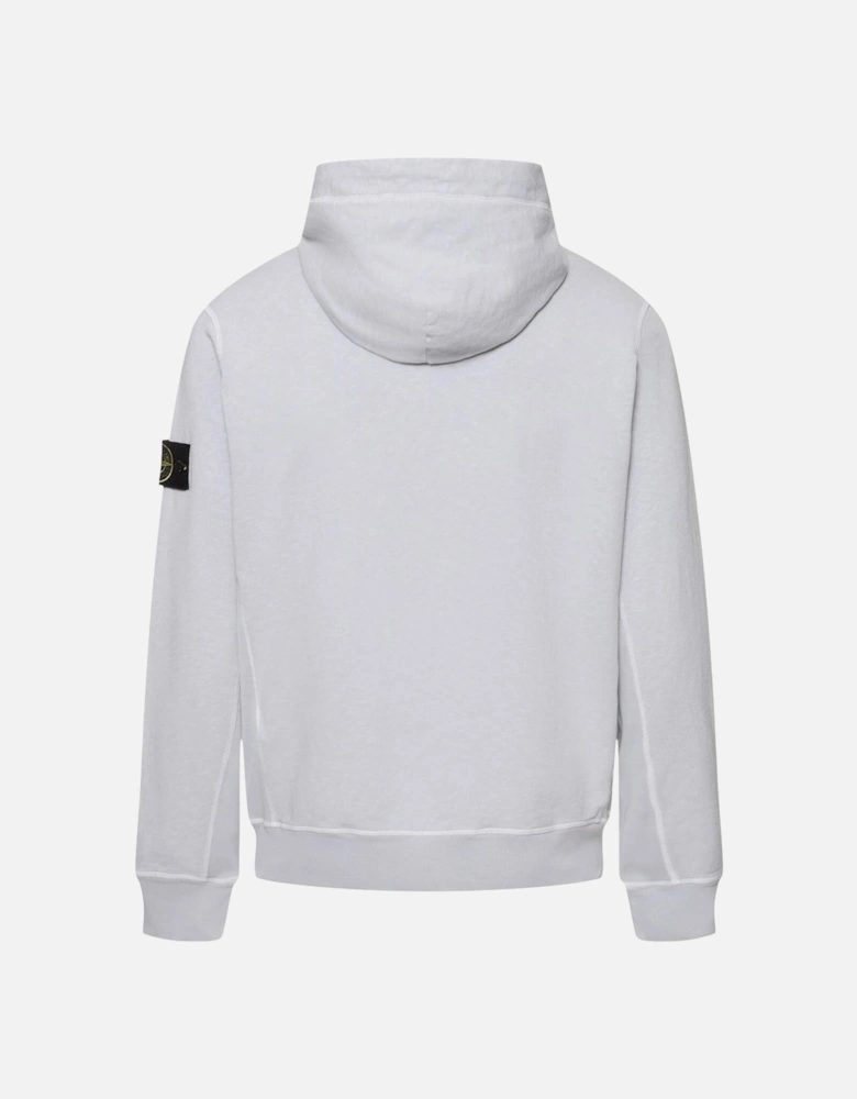 Two-Slip Pockets Brand Patch Cotton Hoodie in Pearl Grey