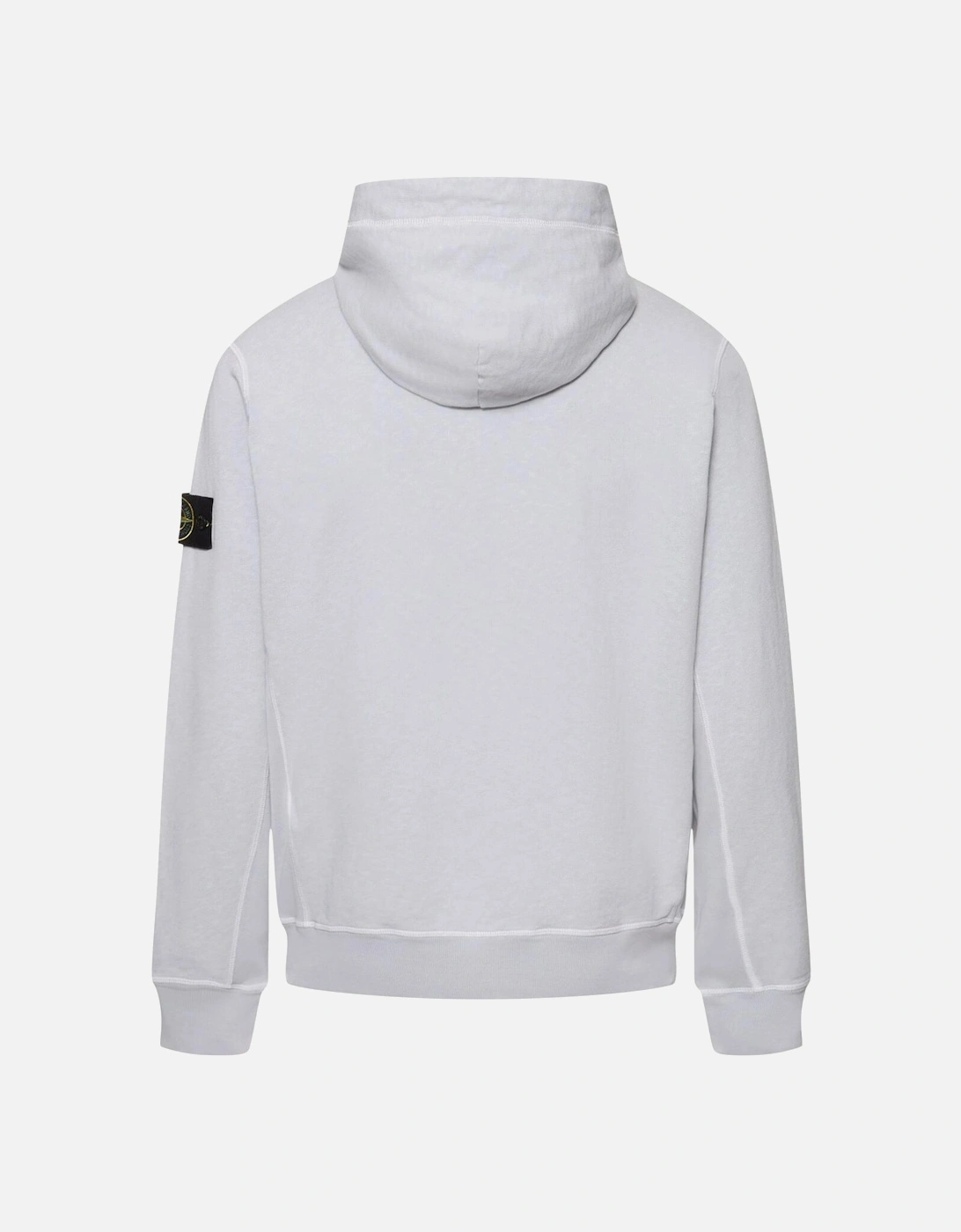 Two-Slip Pockets Brand Patch Cotton Hoodie in Pearl Grey