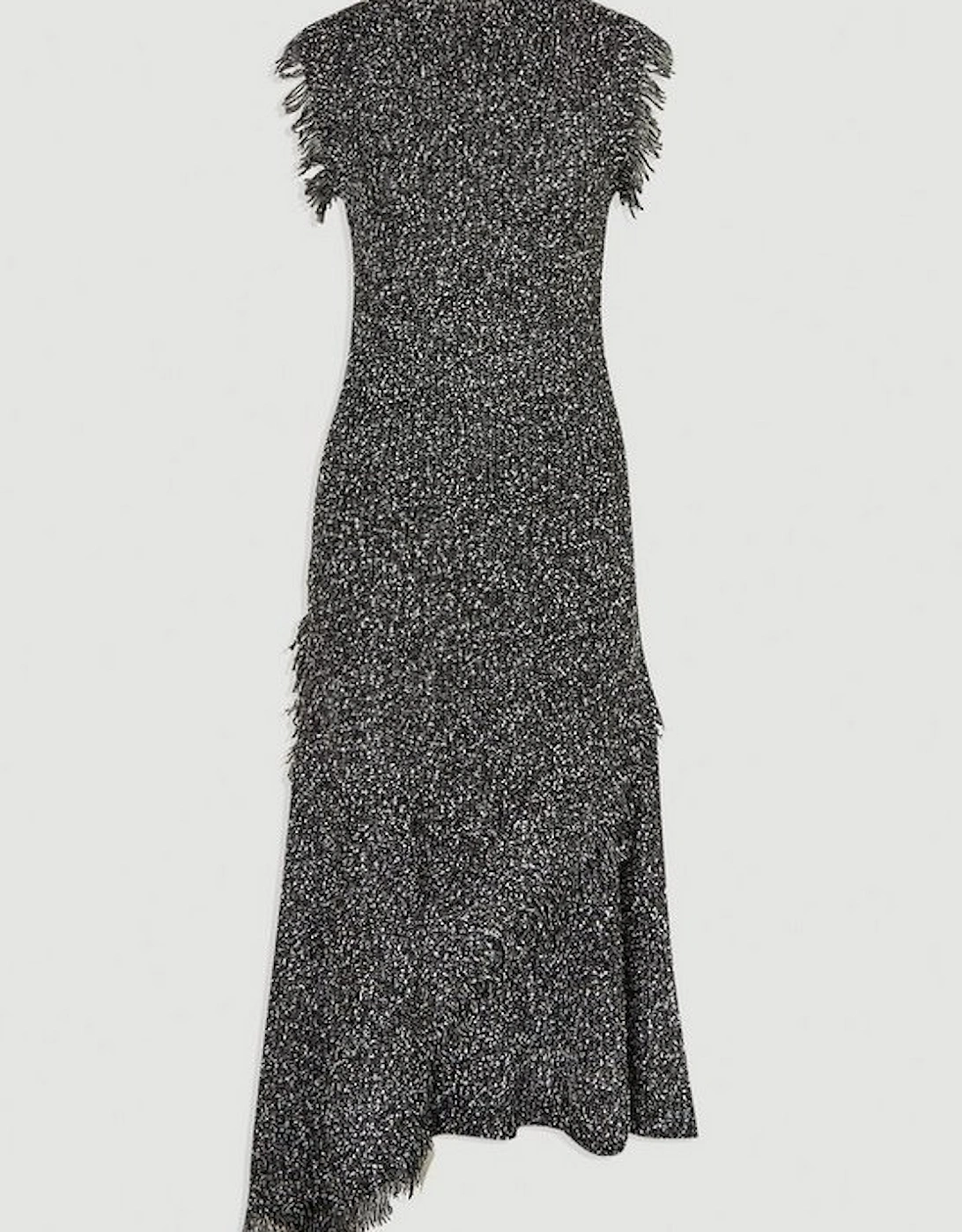 Tweed Yarn Fringe Trim Knitted Dress