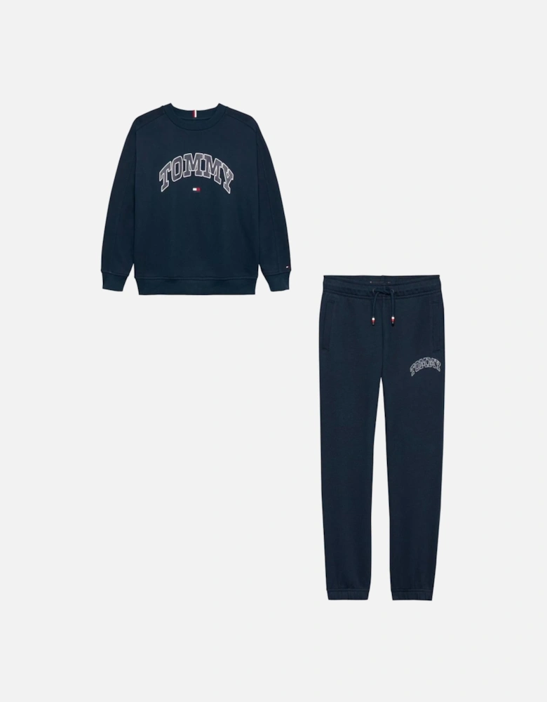 NAVY RAISED PRINT TRACKSUIT.