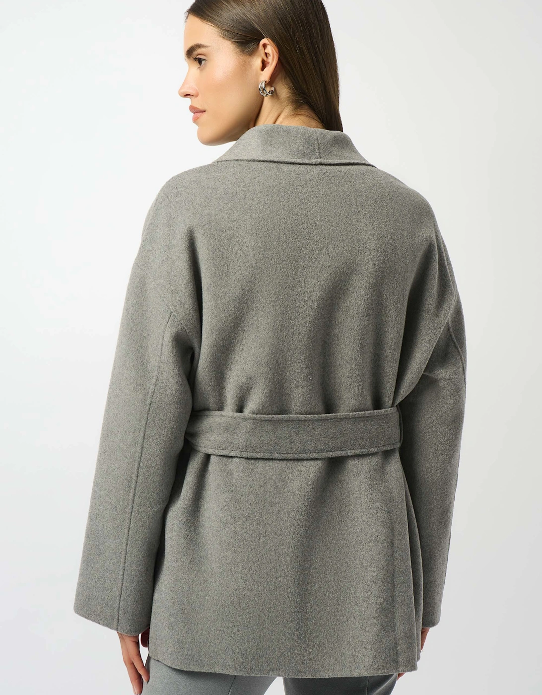 Wool blend belted coat with shawl collar