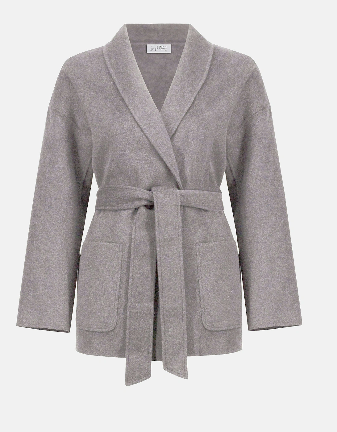 Wool blend belted coat with shawl collar