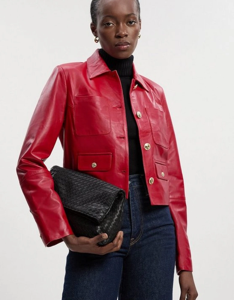 Leather Pocket Tailored Jacket