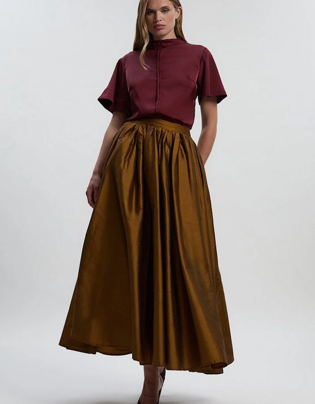 Taffeta Woven Maxi Skirt, 4 of 3