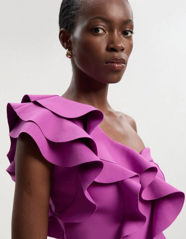 Scuba Draped Ruffle Woven Corset Top