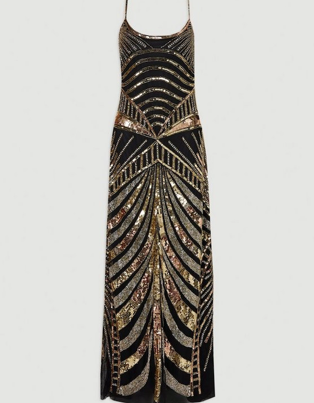 Premium Mirrored Crystal Embellished Woven Prom Dress