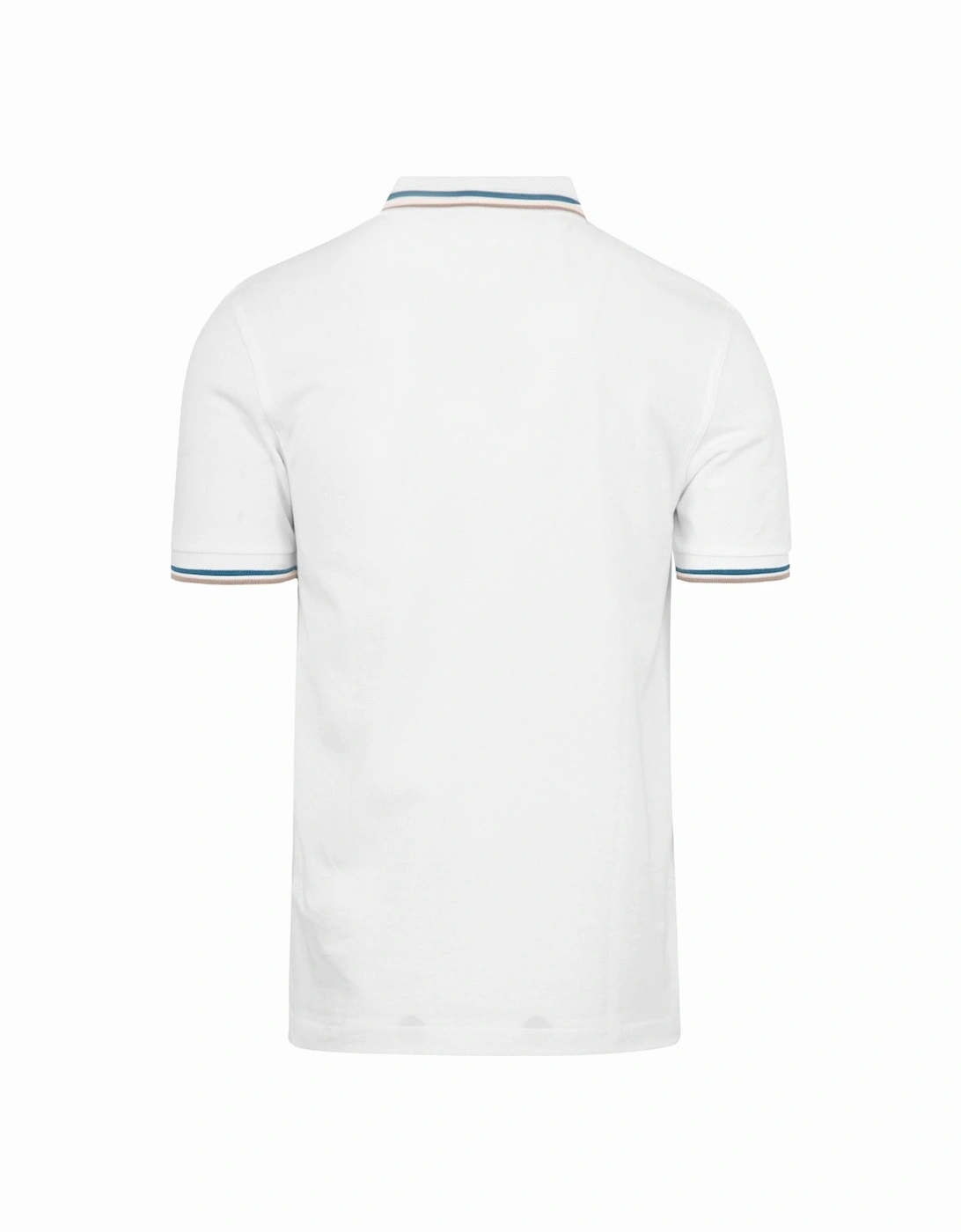 Brown Twin Tipped Collar White Polo Shirt